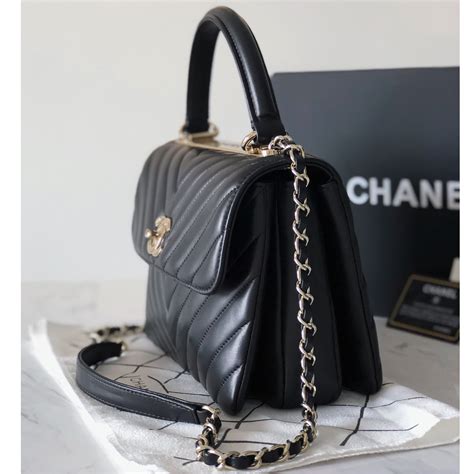 chanel top handle bag chevron